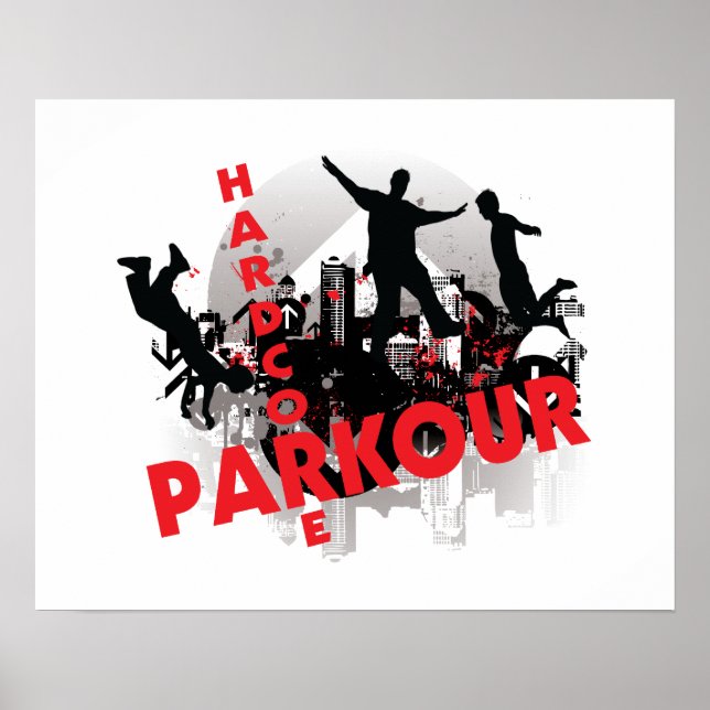 Hardcore Parkour Grunge City Poster (Front)