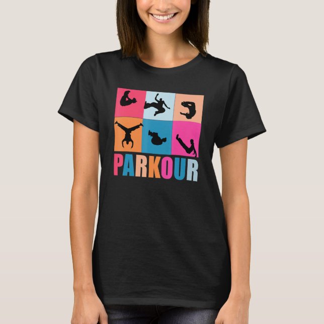 Hardcore Parkour Pop Art Silhoutte Team Traceur Sh T-Shirt (Front)