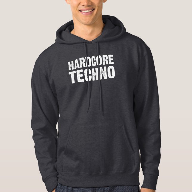 Hardcore Techno Distressed logo design Hoodie (Front)