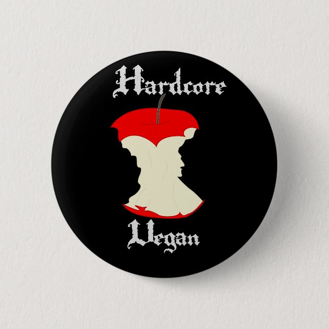 Hardcore Vegan Apple Design 6 Cm Round Badge (Front)
