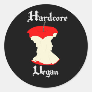 Hardcore Vegan Apple Design Classic Round Sticker