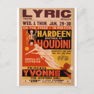 Hardeen brother of Houdini, 'The Mystery Girl' Postcard
