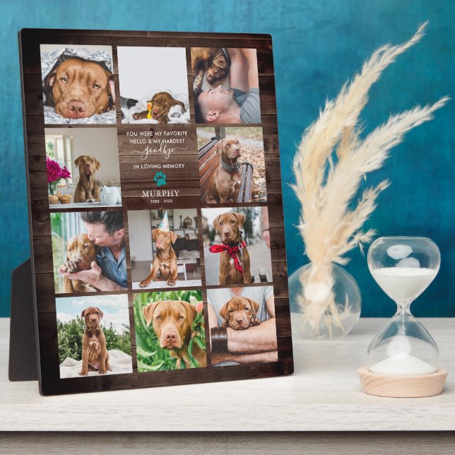 Hardest Goodbye | Pet Memorial 11 Photo Collage  P Plaque (Side)