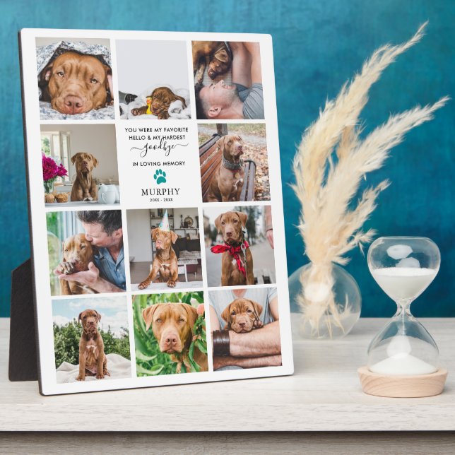 Hardest Goodbye | Pet Memorial 11 Photo Collage  Plaque (Side)