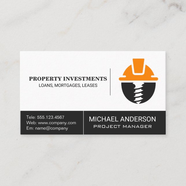 Hardhat Screw Logo | Construction Business Card (Front)