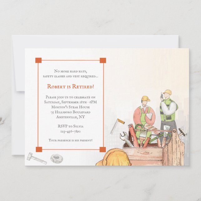 Hardhat Worker Retirement Party Invitation (Front)