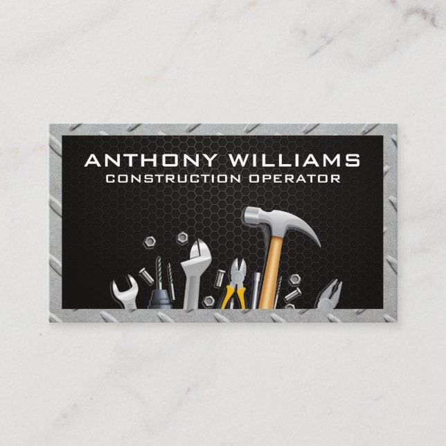 Hardware Tools |  Carbon Fibre Steel Metal Business Card (Front)