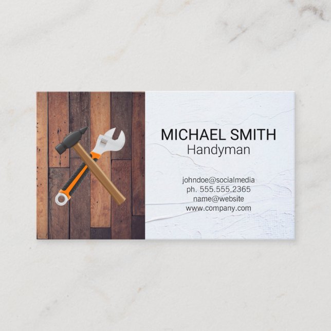 Hardware Tools | Handyman | Construction Worker Business Card (Front)