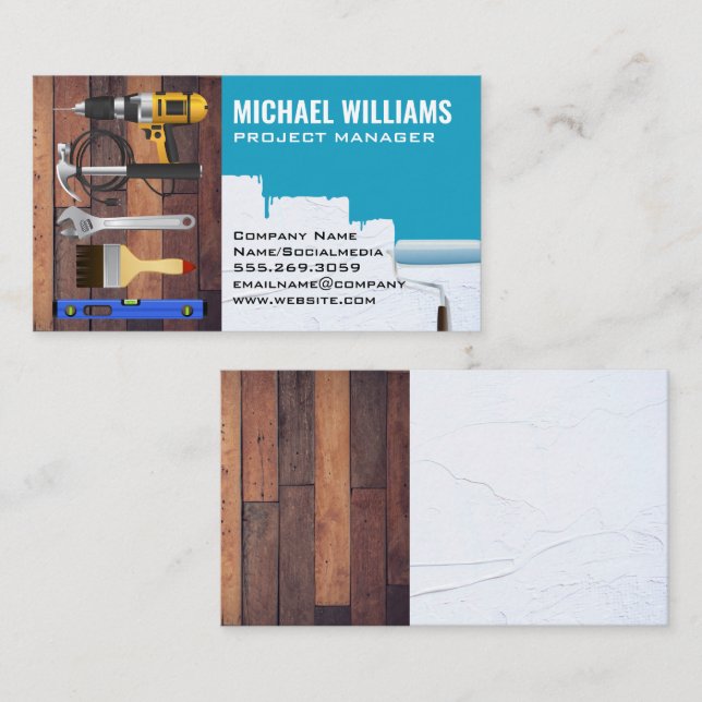 Hardware Tools | Handyman | Wood and Painted Wall Business Card (Front/Back)