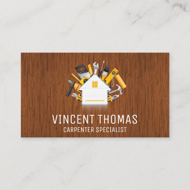 Hardware Tools | Home Wood Grain Business Card (Front)