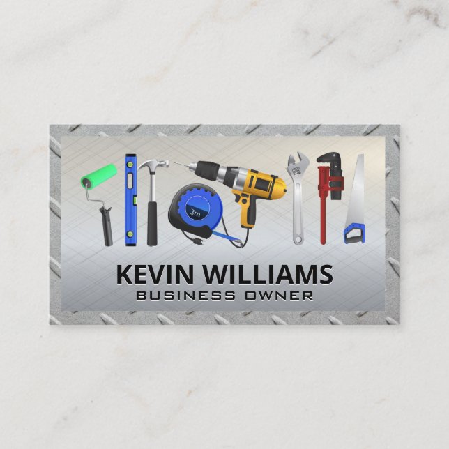 Hardware Tools | Metal Steel  Business Card (Front)
