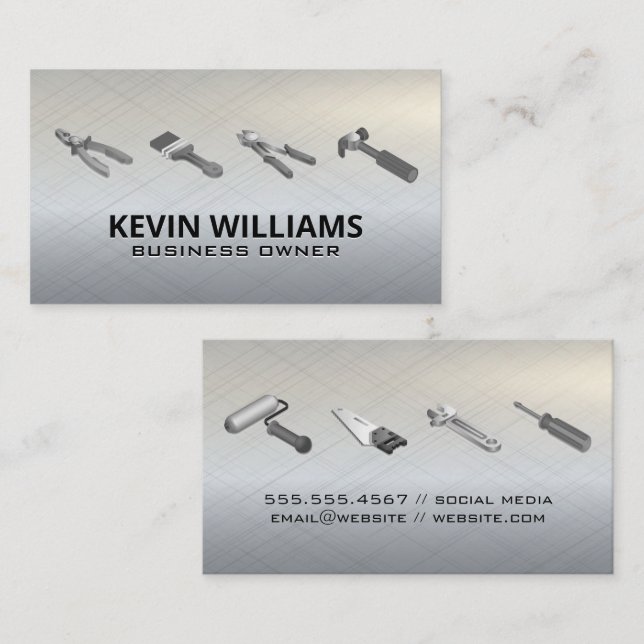 Hardware Tools | Metallic Texture Business Card (Front/Back)