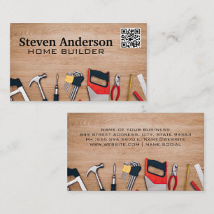 Hardware Tools on Table QR Code Business Card