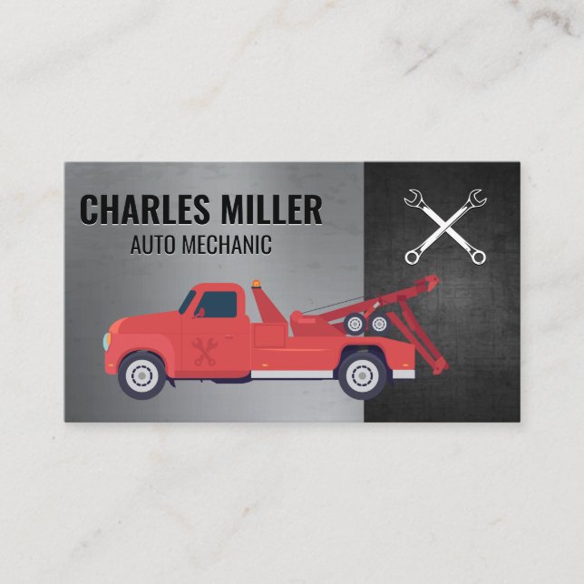Hardware Tools | Red Towing Vehicle Business Card (Front)