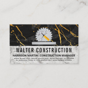 Hardware Tools Saw Black Marble Construction Business Card