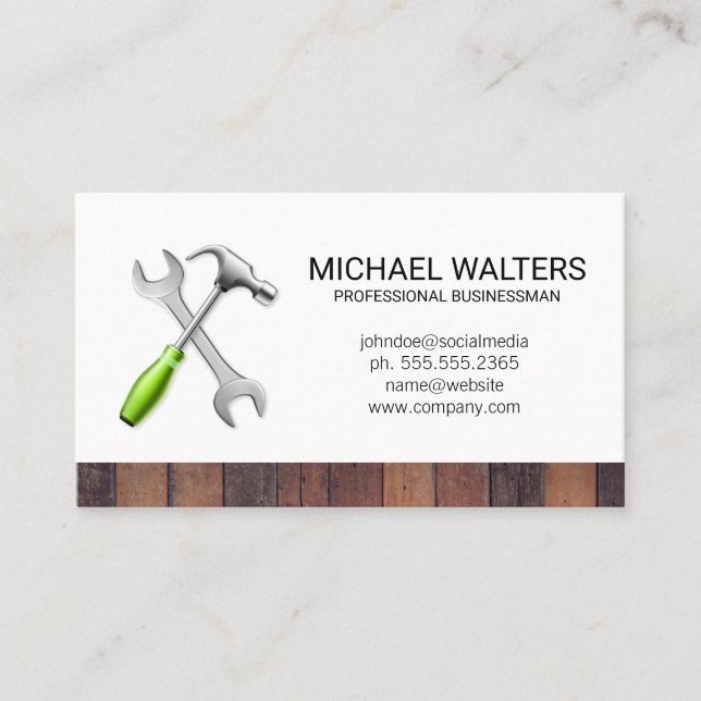 Hardware Tools | Wood Board Trim Business Card (Front)