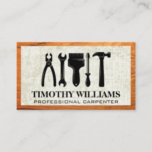 Hardware Tools Wood Frame Business Card