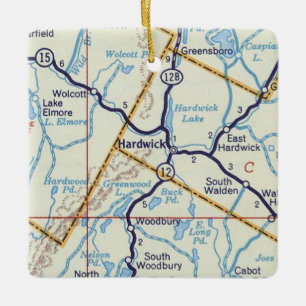 Hardwick Vermont Vintage Map Ceramic Ornament