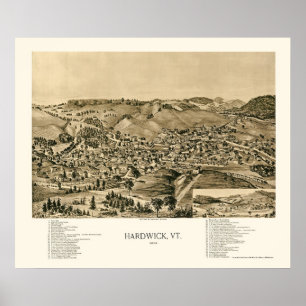 Hardwick, VT Panoramic Map - 1892 Poster