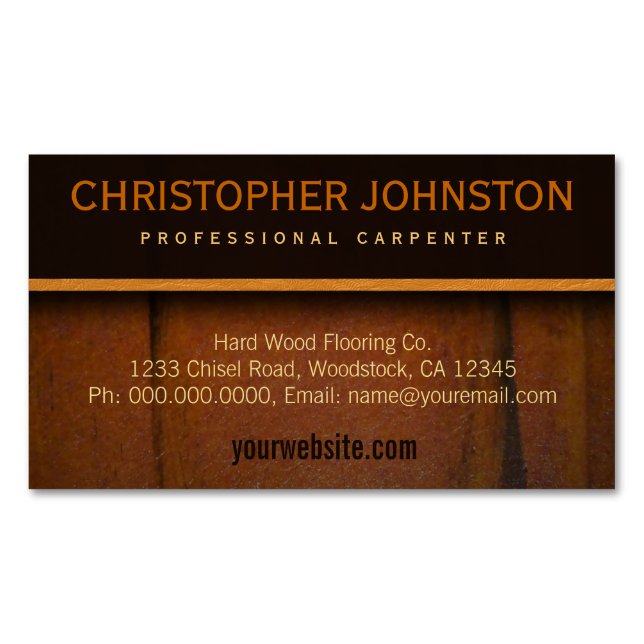 Hardwood Flooring Faux Wooden Business Card Magnet (Front)