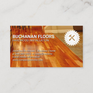 Hardwood Floors and Tiles   Saw and Hammer Logo Business Card
