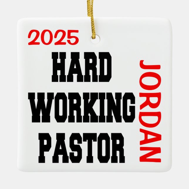 Hardworking Pastor Ceramic Ornament (Front)