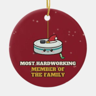 Hardworking Robot Vacuum Christmas Santa Hat Ceramic Ornament