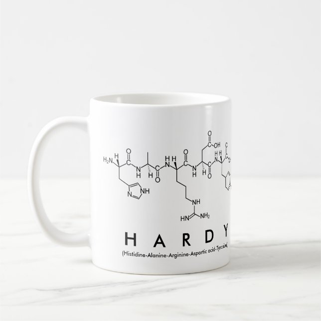 Hardy peptide name mug (Left)