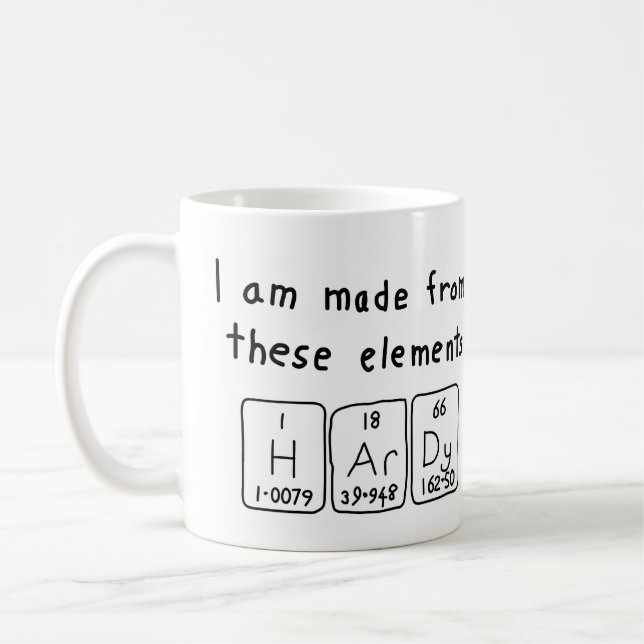 Hardy periodic table name mug (Left)