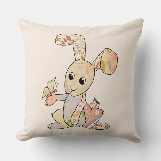 Hare and butterfly  cushion (Front)