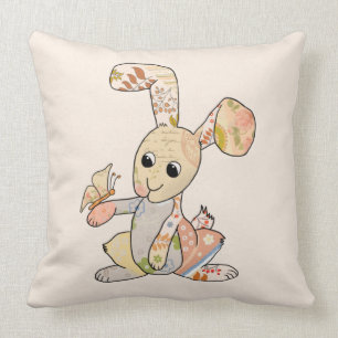 Hare and butterfly cushion