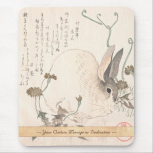 Hare and Dandelion, Kubo Shunman, Japanese art Mouse Pad