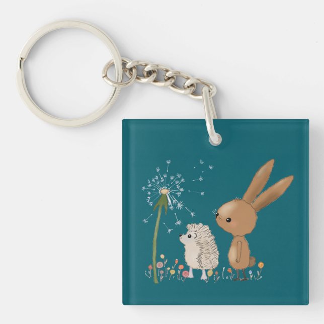 Hare and Hedgehog Key Ring (Front)