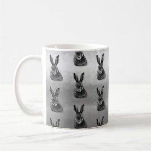 Hare drawing black and white coffee mug