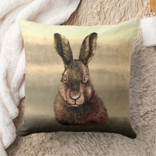 Hare drawing throw pillow