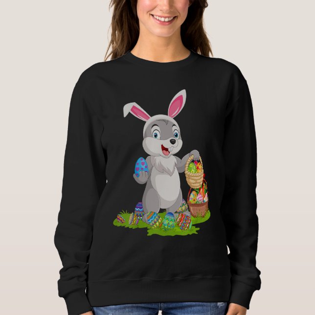 Hare Easter Egg Hunting Bunny Hare Easter Sunday Sweatshirt (Front)
