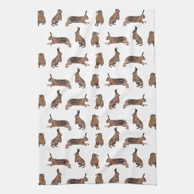 Hare Frenzy Kitchen Towel (choose colour) (Vertical)