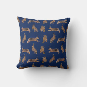 Hare Frenzy Pillow (Navy)
