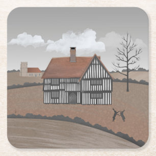 Hare House Square Paper Coaster