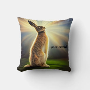 Hare in moonlight. Editable text Cushion