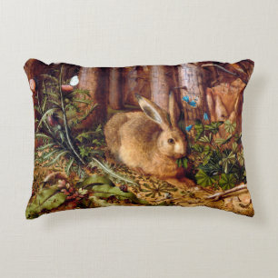 Hare in the Forest Hans Hoffmann Rabbit Painting Decorative Cushion