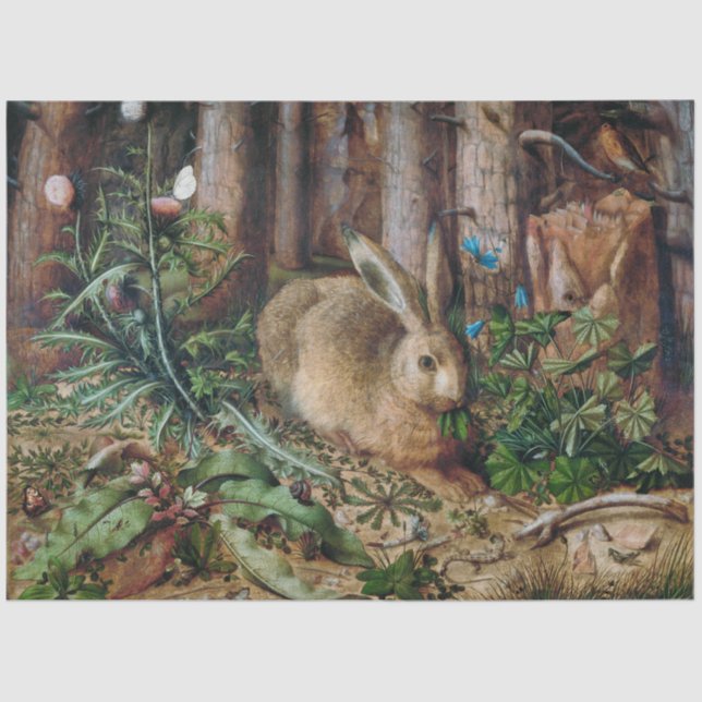 Hare in the Forest Rabbit Decoupage Tissue Paper (Front)