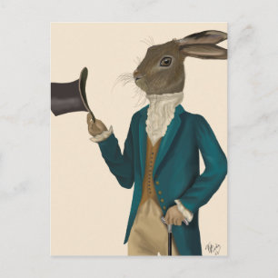 Hare In Turquoise Coat 2 Postcard