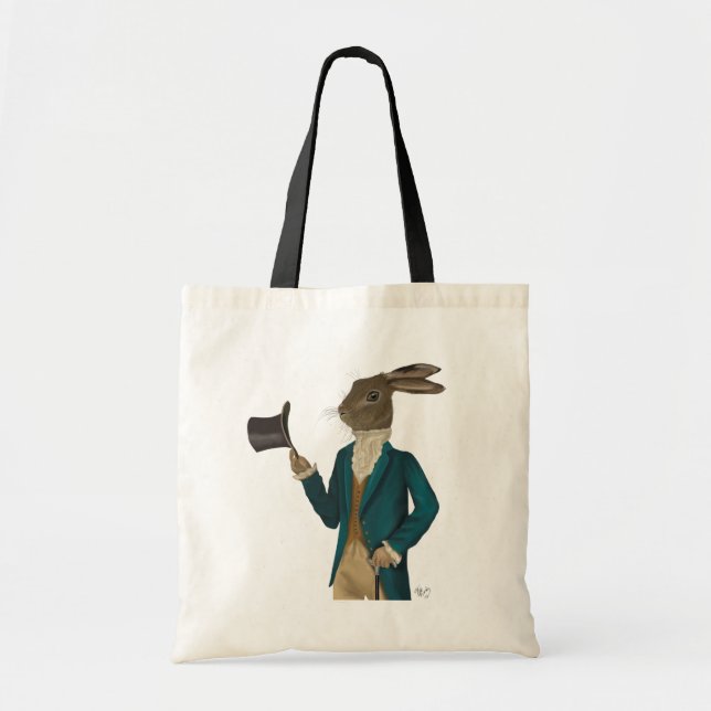 Hare In Turquoise Coat 2 Tote Bag (Front)
