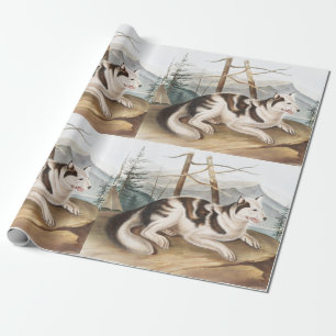 Hare Indian Dog (Canis familiaris) Illustration Wrapping Paper