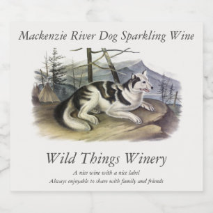 Hare-Indian Dog (Mackenzie River Dog) by Audubon Sparkling Wine Label