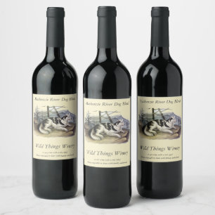 Hare-Indian Dog (Mackenzie River Dog) by Audubon Wine Label