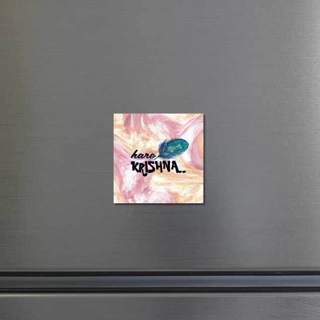 "Hare Krishna" Peacock Feather Hindu Magnet (Creator Uploaded)