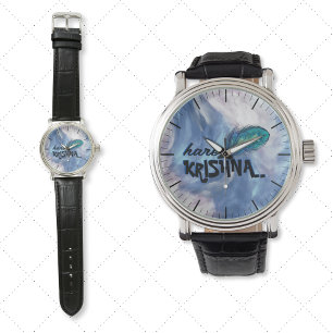 "Hare Krishna" Peacock Feather Hindu Watch
