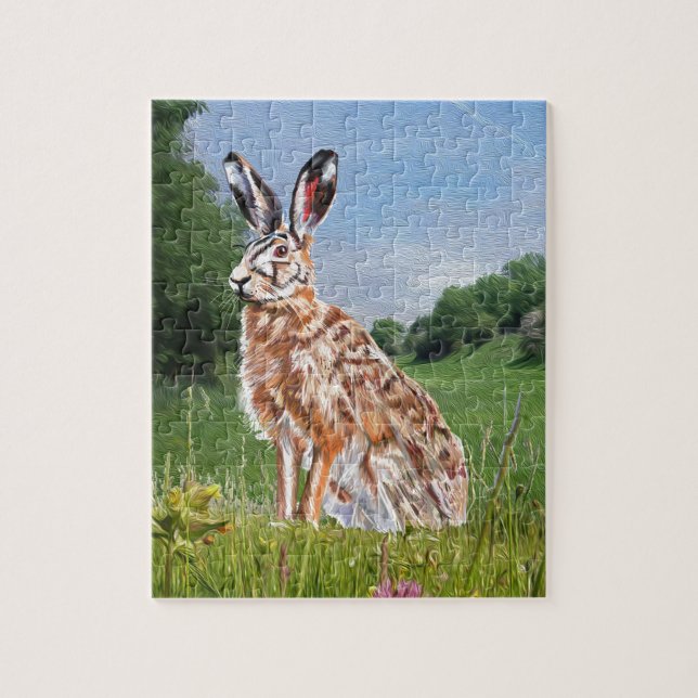 Hare painting jigsaw puzzle (Vertical)